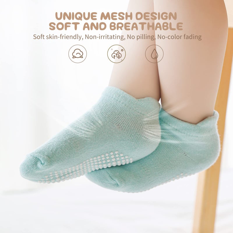 Aroveea Non Slip Grip Ankle Baby Socks 1-3 Years old Black For Toddler Boys and Girls Kids Socks 12 Pack Infant Cute Cotton Baby Socks - Image 2